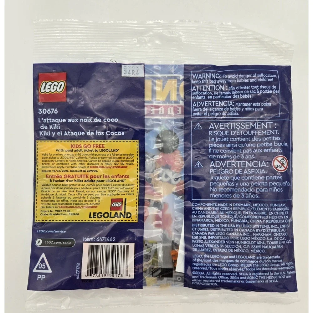 Lot of 3 LEGO Sonic the‎ Hedgehog Kiki's Coconut Attack Polybag 30676 Sealed